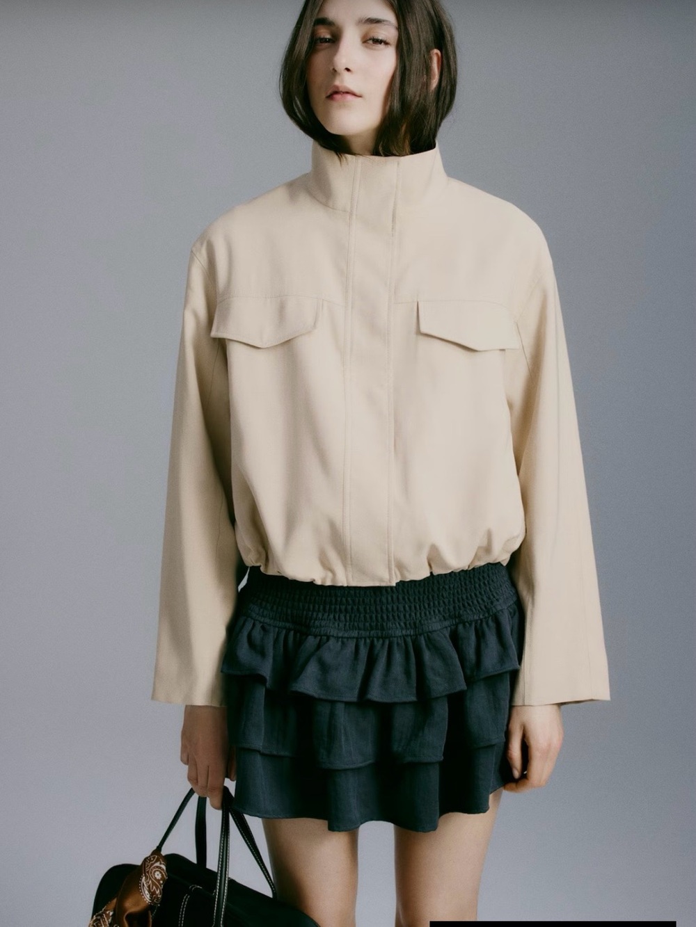 Tan funnel neck jacket size medium